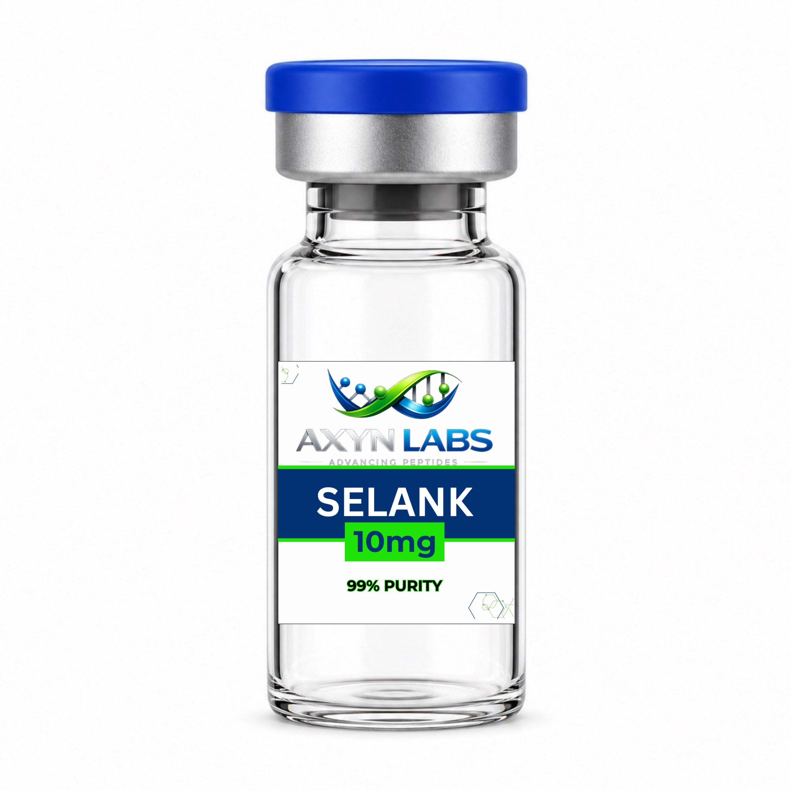 Vial de Selank 10mg de Axyn Labs para investigación peptídica